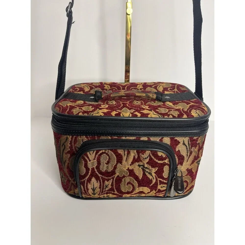 Raviani Red And Gold Tapestry‎ Cosmetic Bag